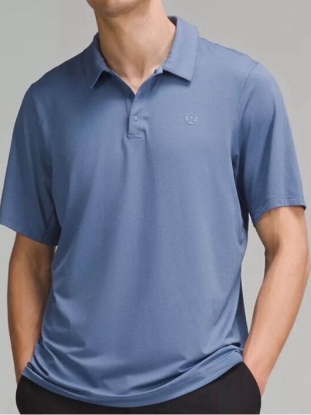 Lululemon Logo Sport Polo Short Sleeve Oasis Blue